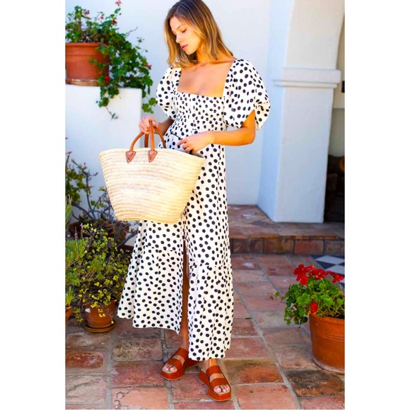 Emerson Fry Santiago midi Dress hand, painted polkadots, polar linen - Picture 1 of 12
